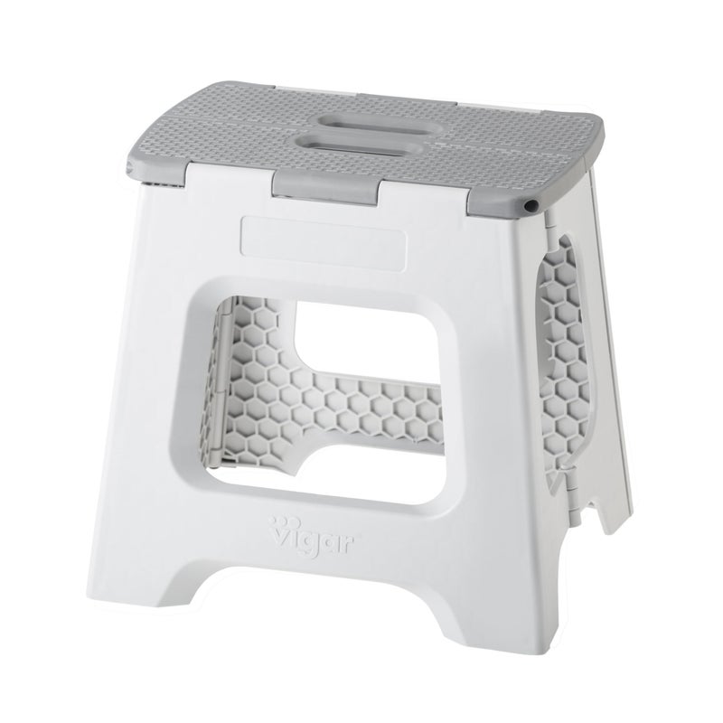 Vigar Compact Step Stool Foldable, 12-1/2-inch Step Stools for Adults up to 330 Pound, Lightweight Stool, Non-Slip Folding Step Stool, Gray - Image 1
